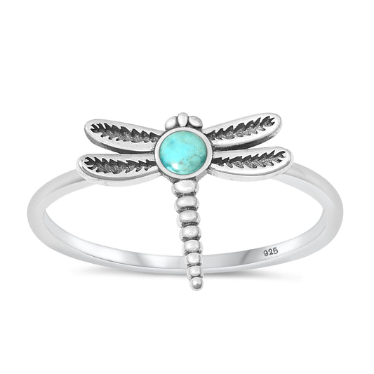 Silver Stone Ring - Dragonfly