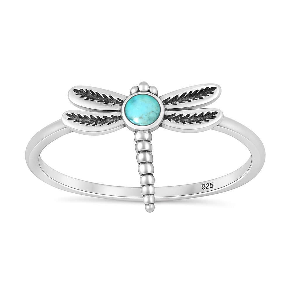 Silver Stone Ring - Dragonfly