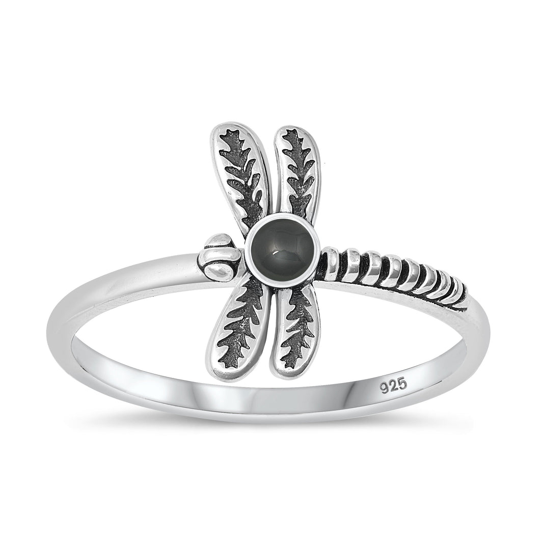 Silver Stone Ring - Dragonfly