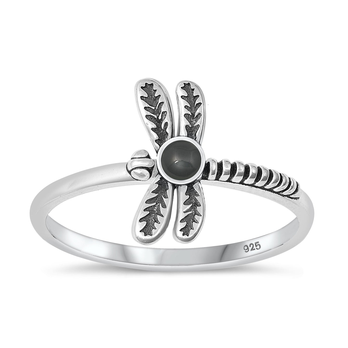 Silver Stone Ring - Dragonfly