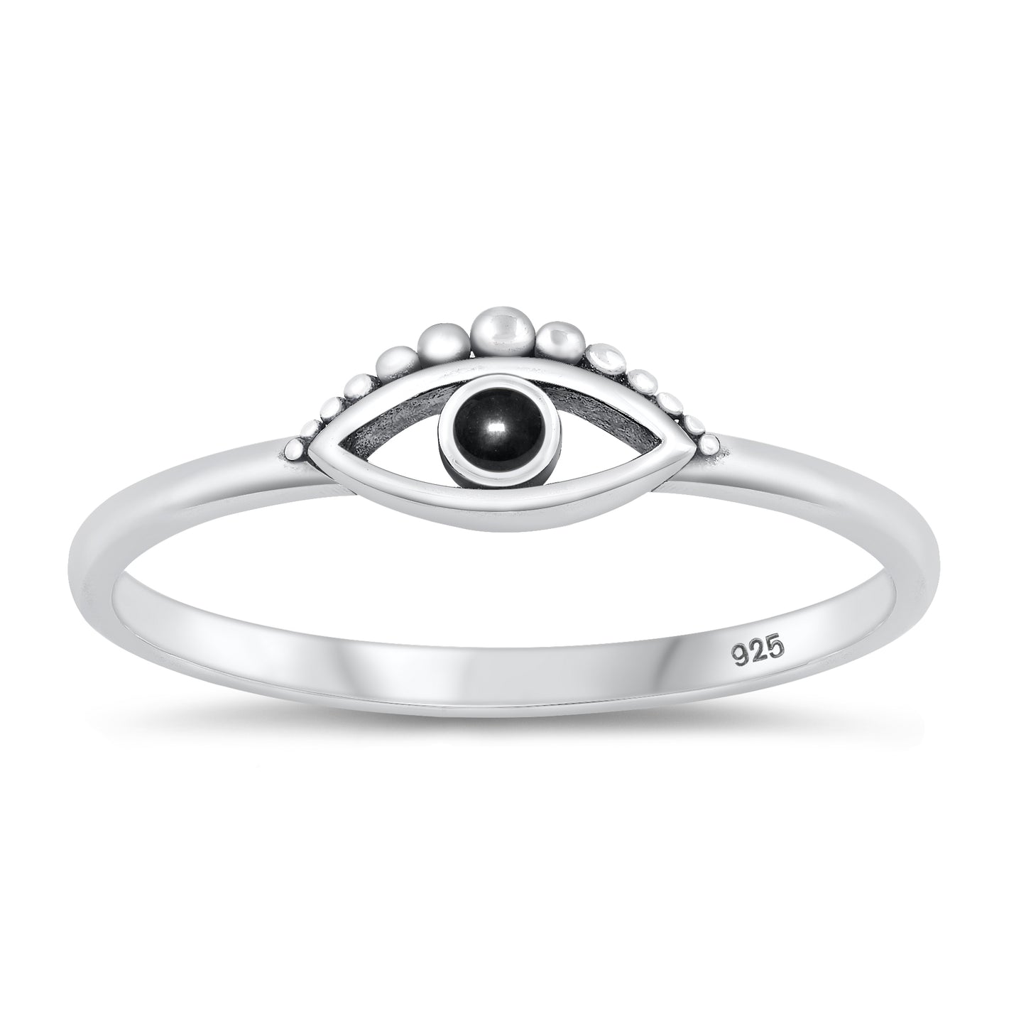 Silver Stone Ring - Evil Eye