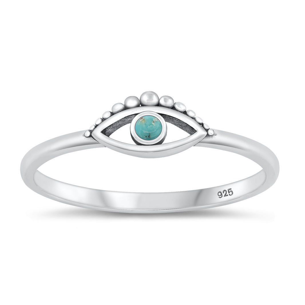 Silver Stone Ring - Evil Eye