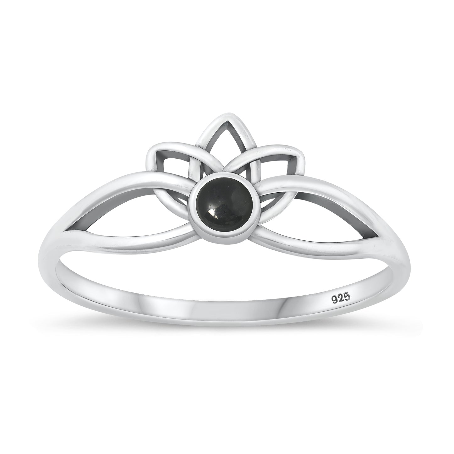 Silver Stone Ring - Lotus