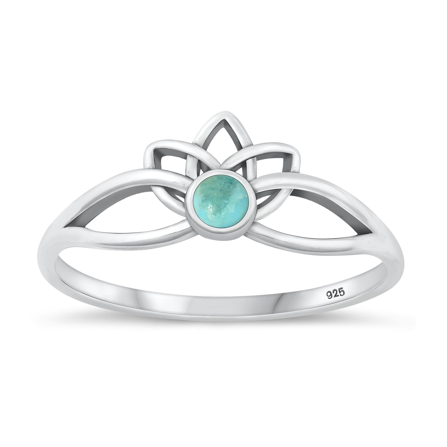 Silver Stone Ring - Lotus