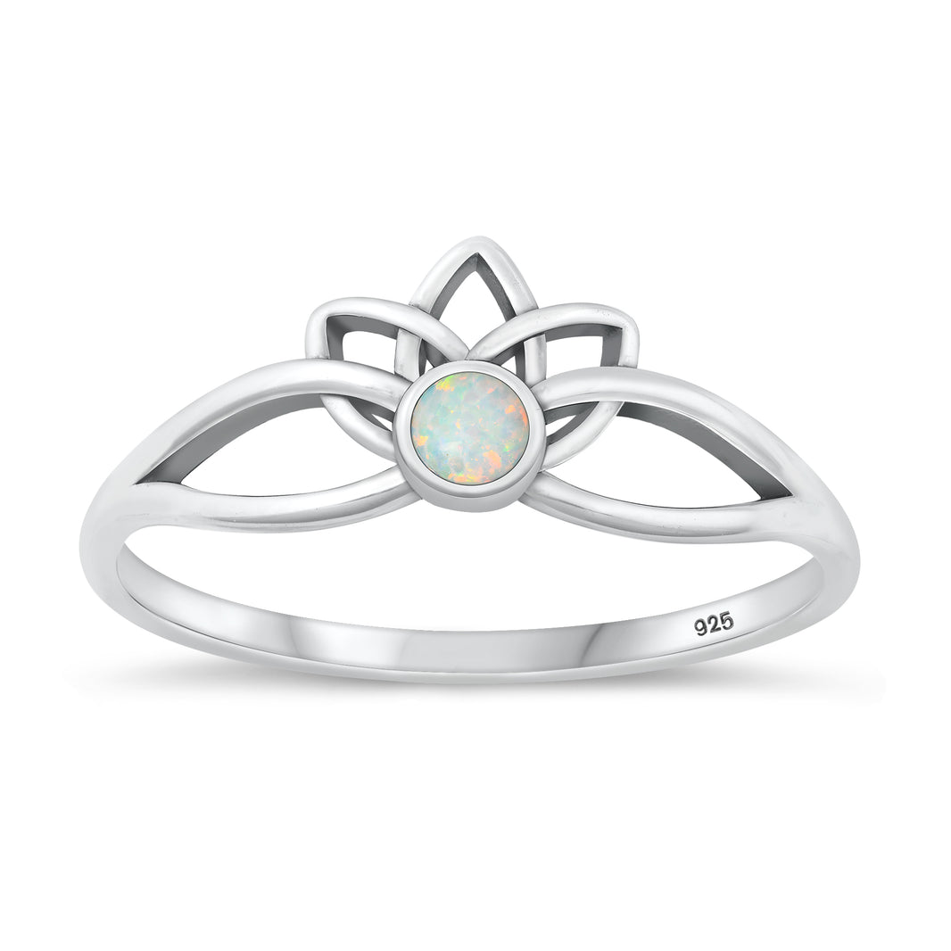 Silver Lab Opal Ring - Lotus