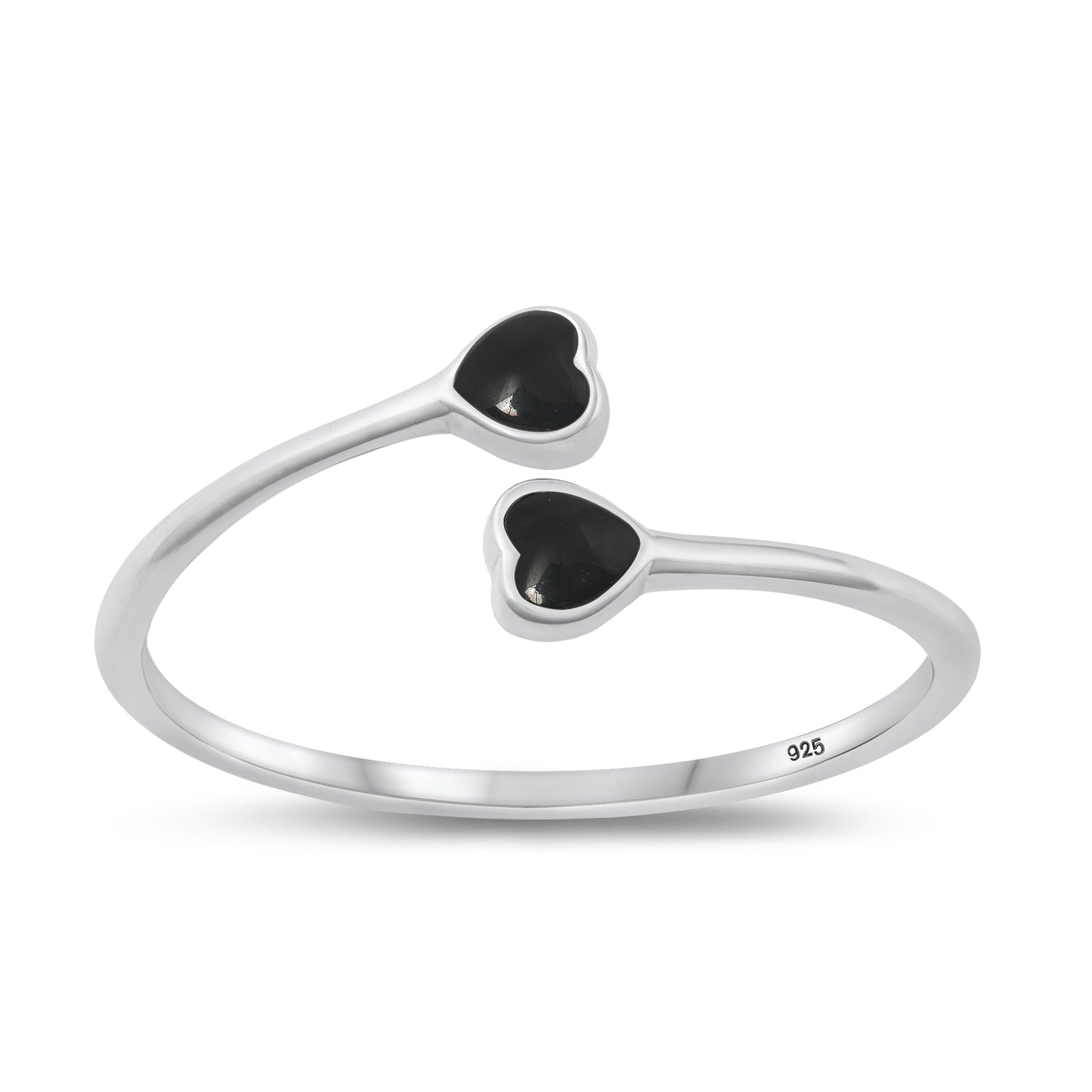 Silver Stone Ring - Hearts