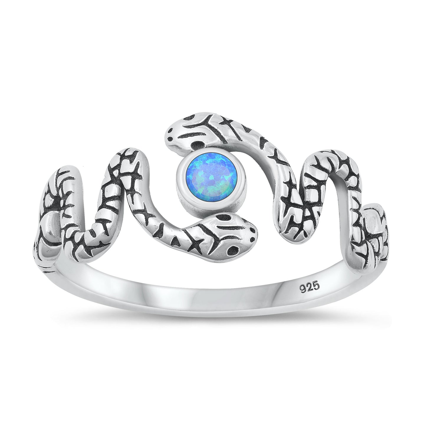 Silver Lab Opal Ring - Snake