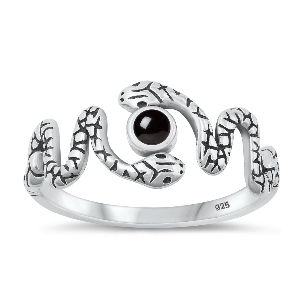 Silver Stone Ring - Snake