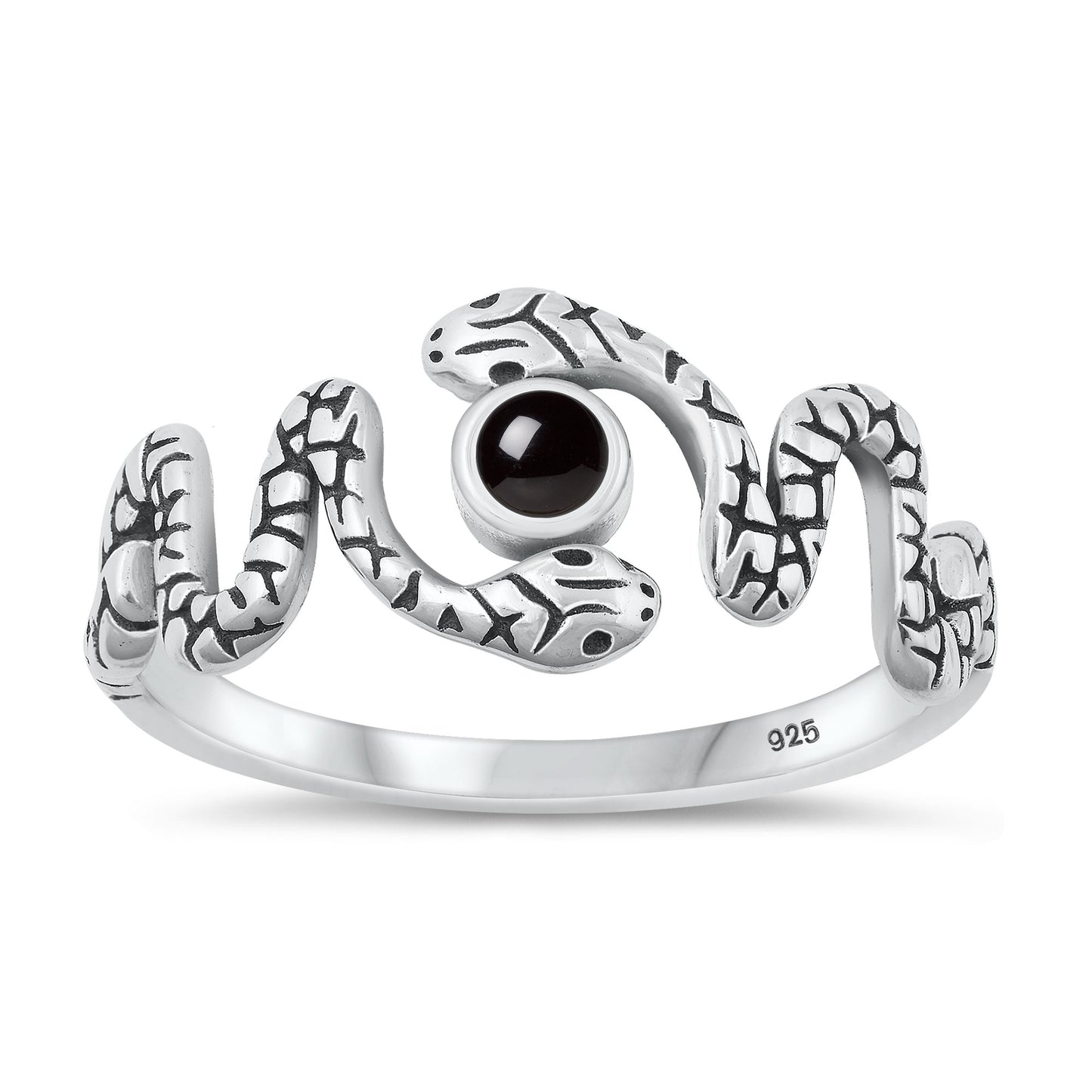 Silver Stone Ring - Snake