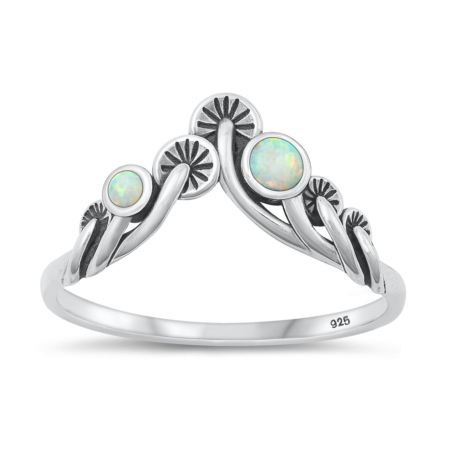 Silver Lab Opal Ring - Mushrooms