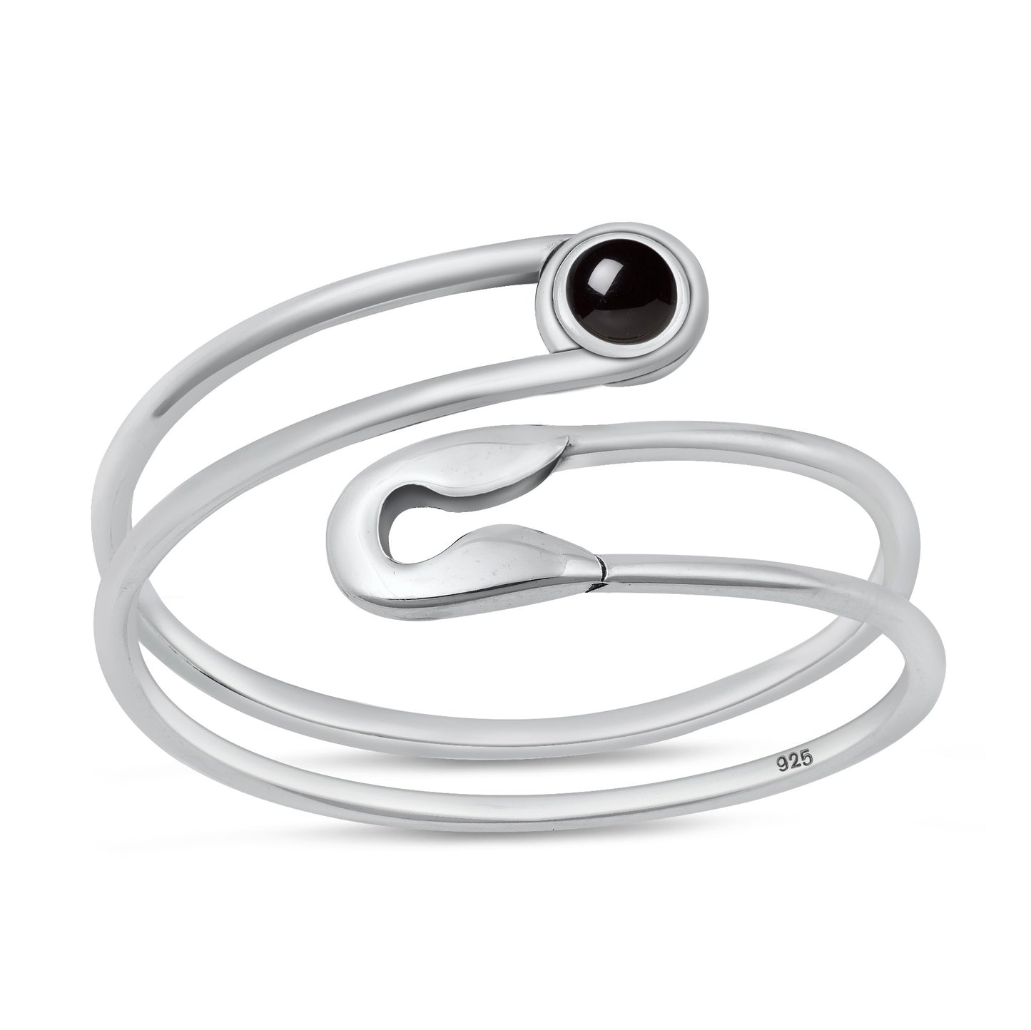 Silver Stone Ring - Safety Pin