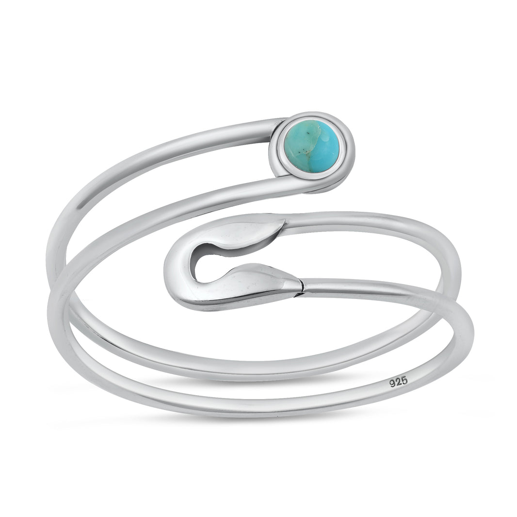 Silver Stone Ring - Safety Pin