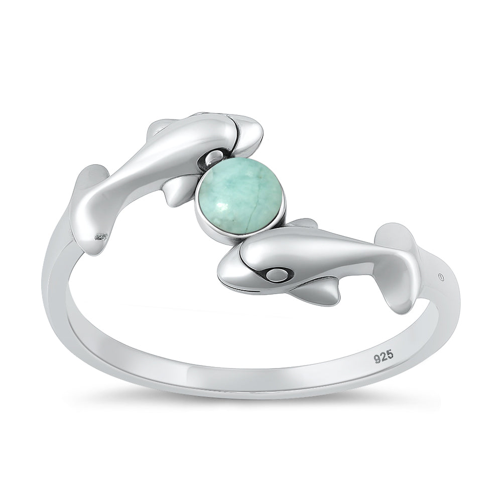 Silver Stone Ring - Dolphins