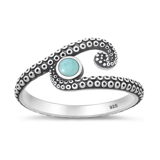 Silver Stone Ring - Octopus Tentacle