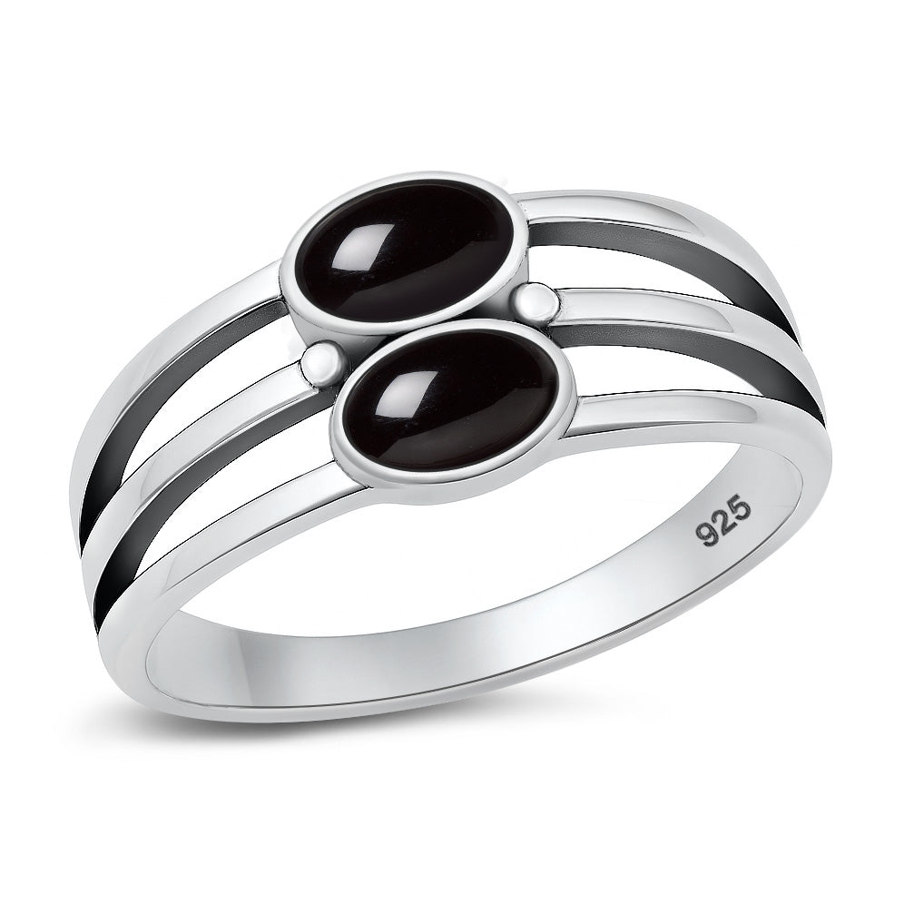 Silver Stone Ring - Stacked Stone