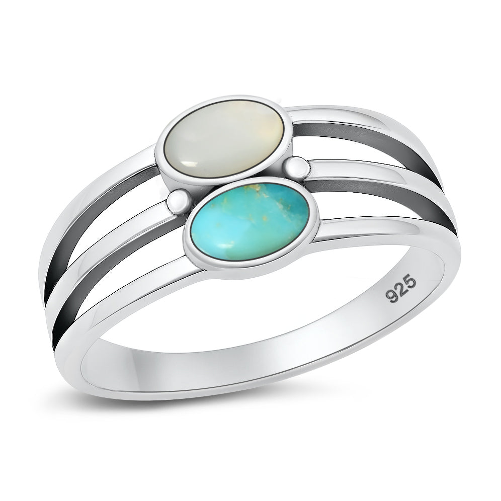 Silver Stone Ring - Stacked Stone
