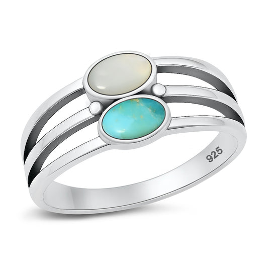 Silver Stone Ring - Stacked Stone