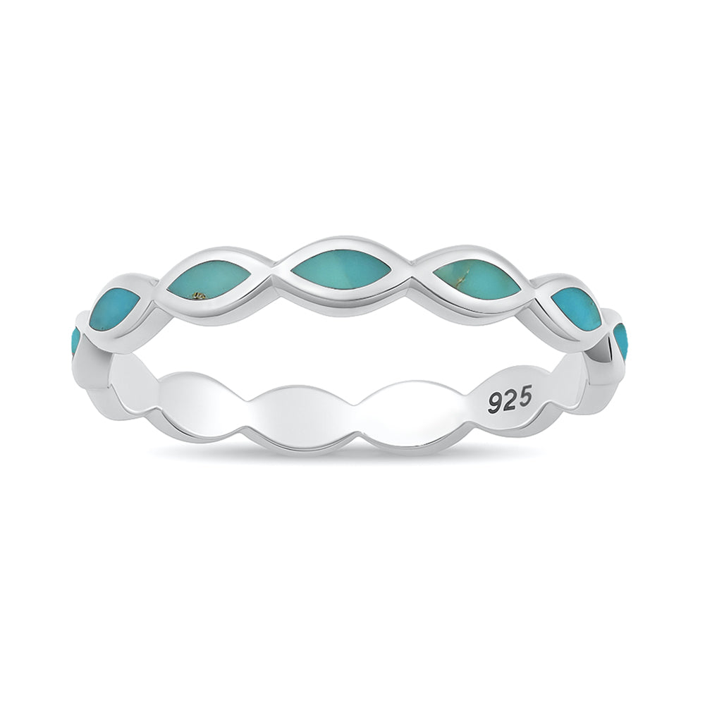 Silver Stone Ring - Marquise Band
