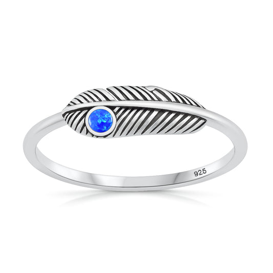 Silver Lab Opal Ring - Feather