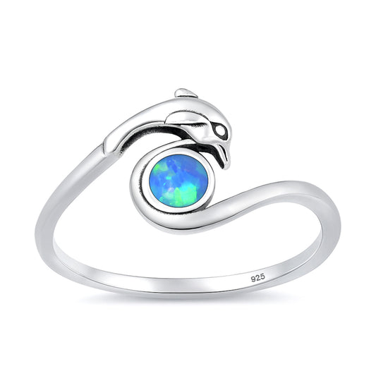 Silver Lab Opal Ring - Dolphin