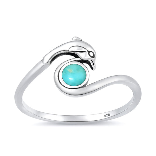 Silver Stone Ring - Dolphin