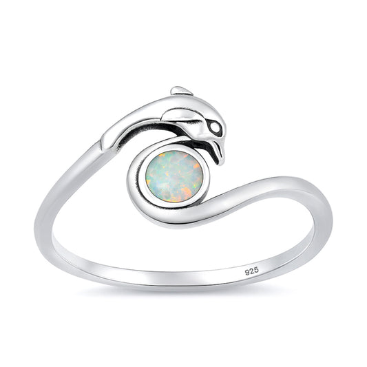 Silver Lab Opal Ring - Dolphin