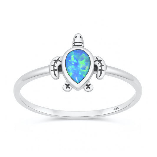 Silver Lab Opal Ring - Turtle