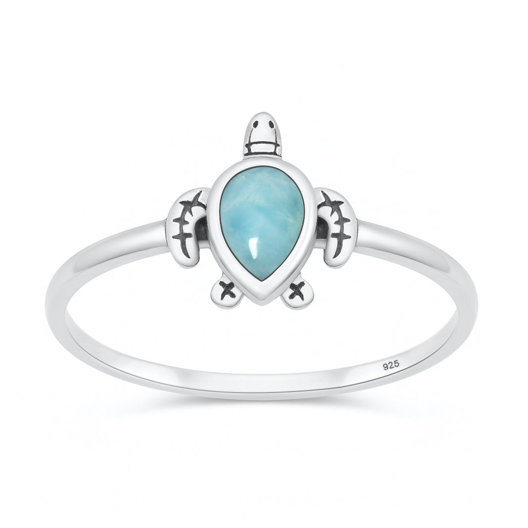 Silver Stone Ring - Turtle