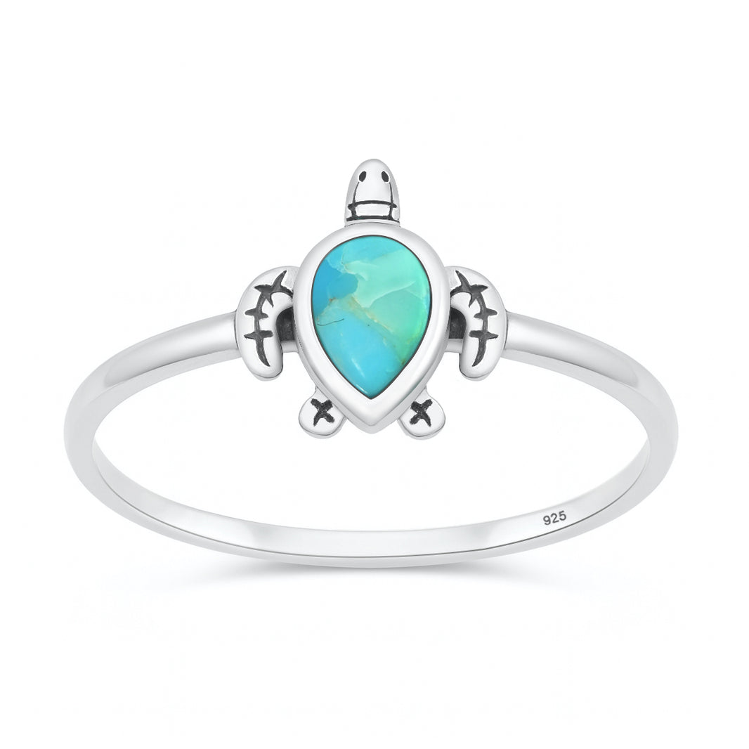 Silver Stone Ring - Turtle