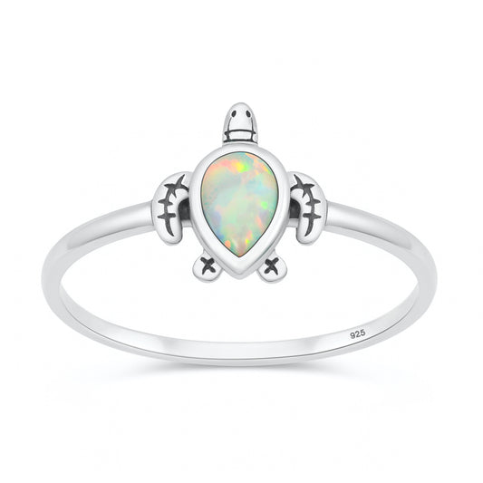 Silver Lab Opal Ring - Turtle