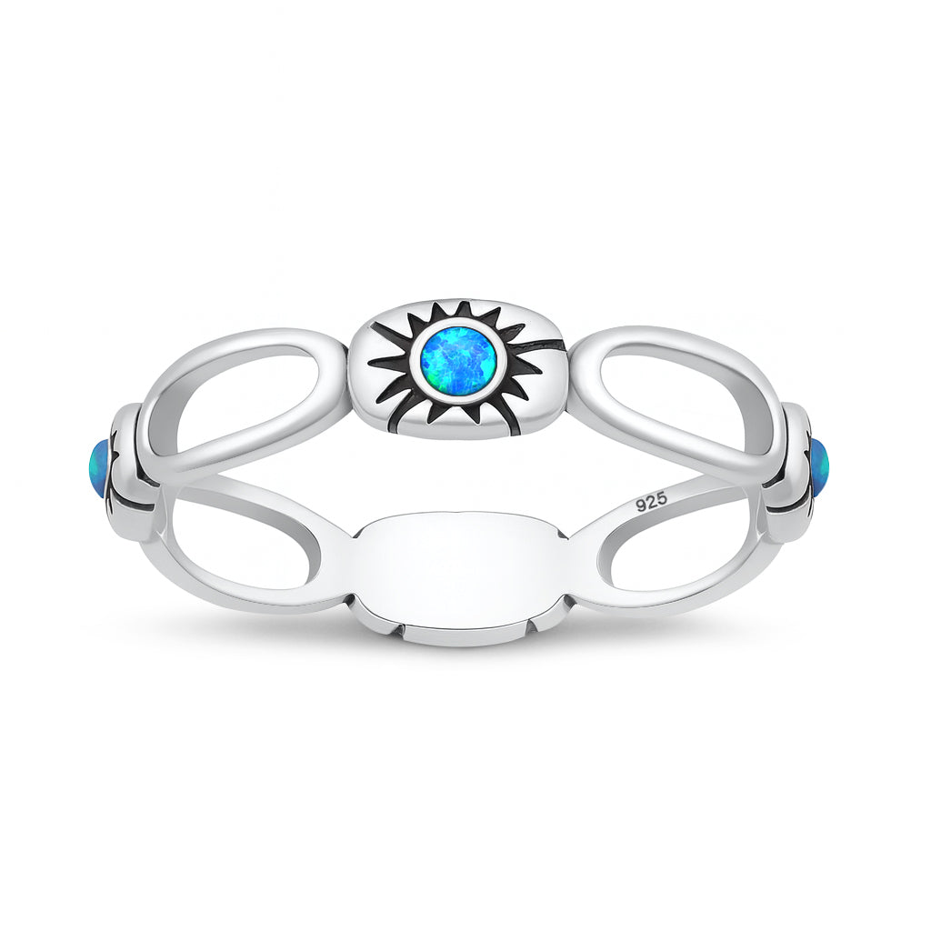 Silver Lab Opal Ring - Sunburst