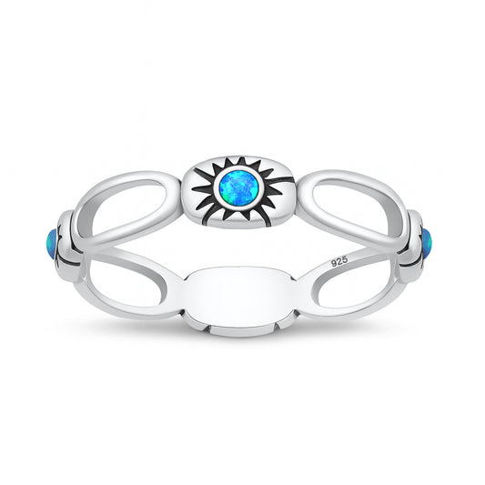 Silver Lab Opal Ring - Sunburst