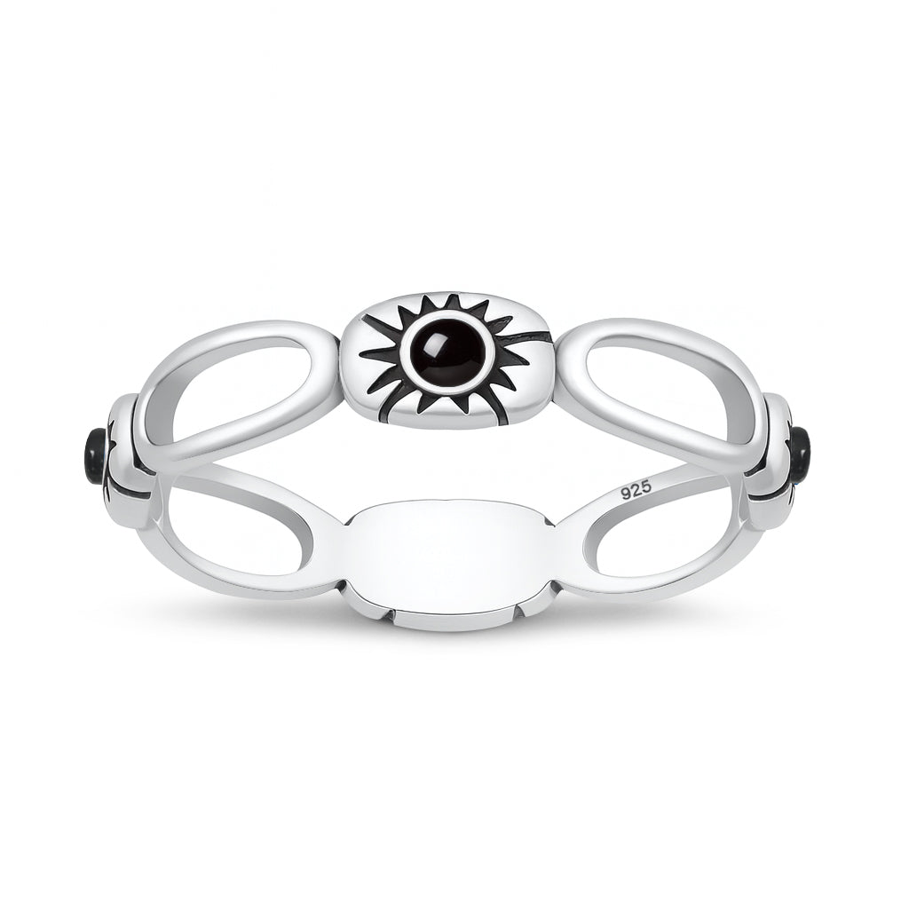 Silver Stone Ring - Sunburst