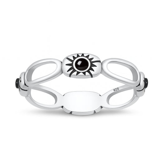 Silver Stone Ring - Sunburst