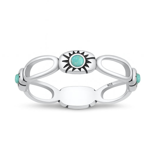 Silver Stone Ring - Sunburst