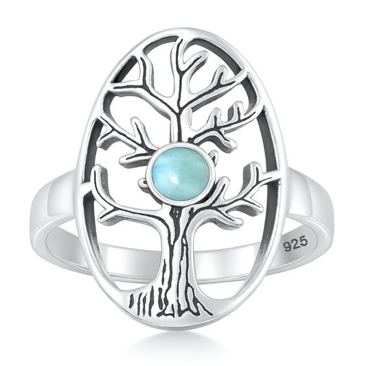 Silver Stone Ring - Tree of Life