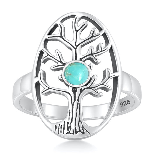 Silver Stone Ring - Tree of Life