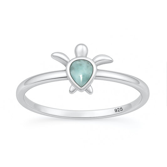 Silver Stone Ring - Turtle