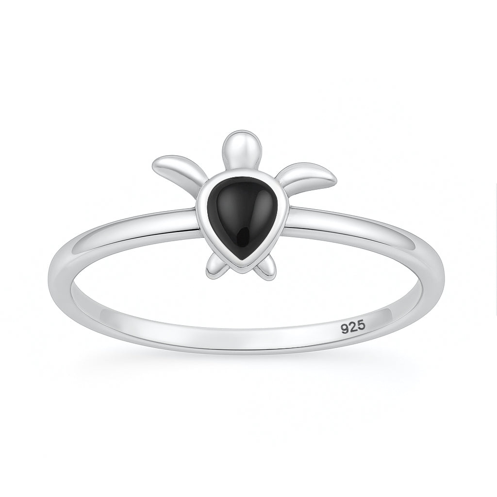 Silver Stone Ring - Turtle