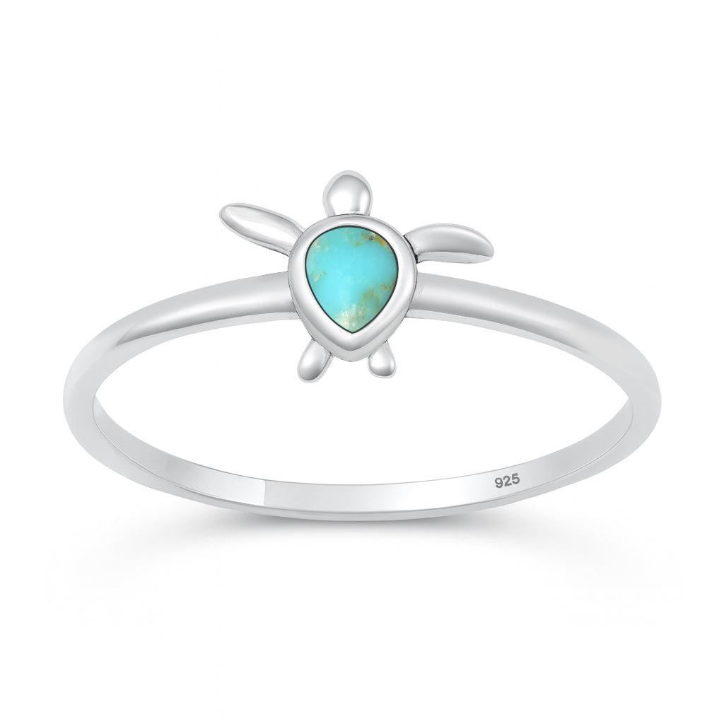 Silver Stone Ring - Turtle