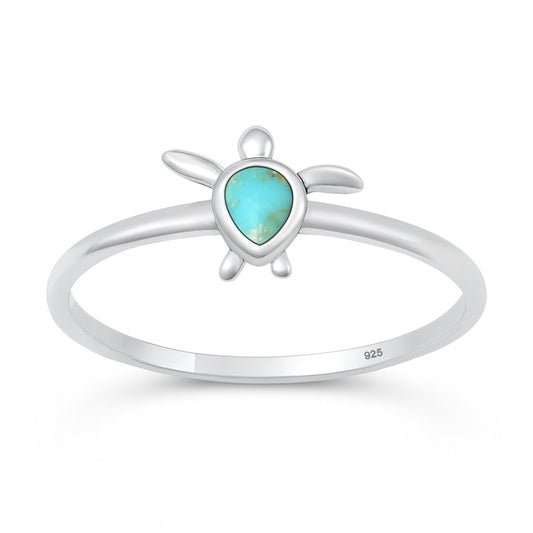 Silver Stone Ring - Turtle