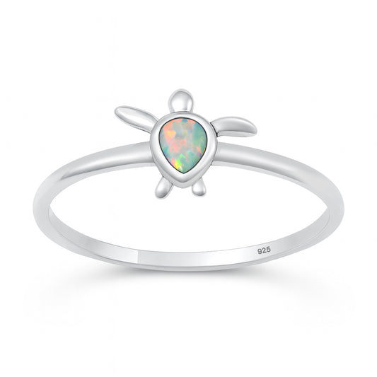 Silver Lab Opal Ring - Turtle