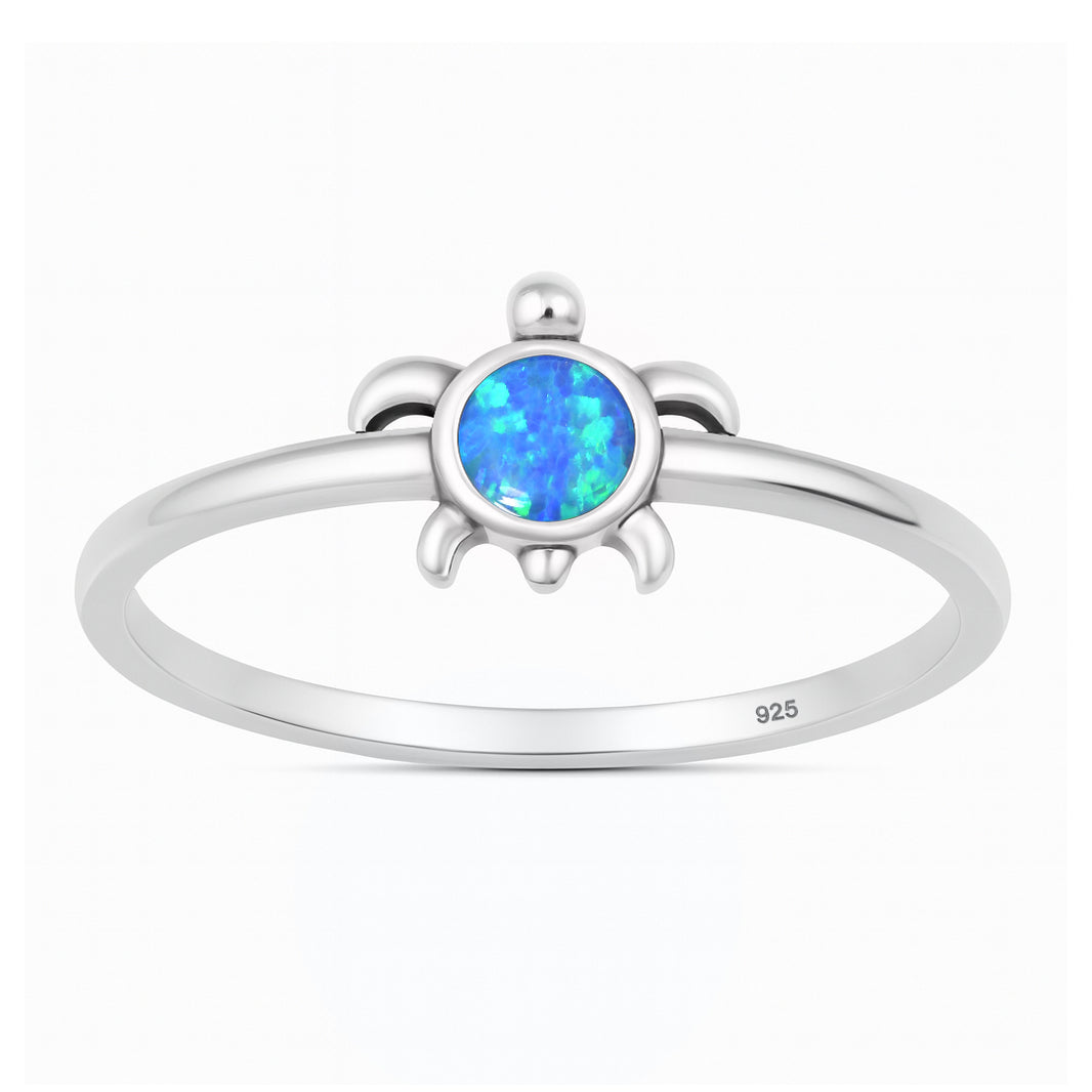 Silver Lab Opal Ring - Turtle