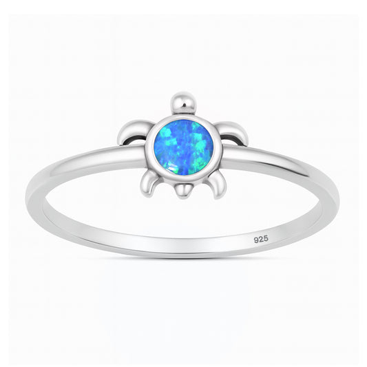 Silver Lab Opal Ring - Turtle