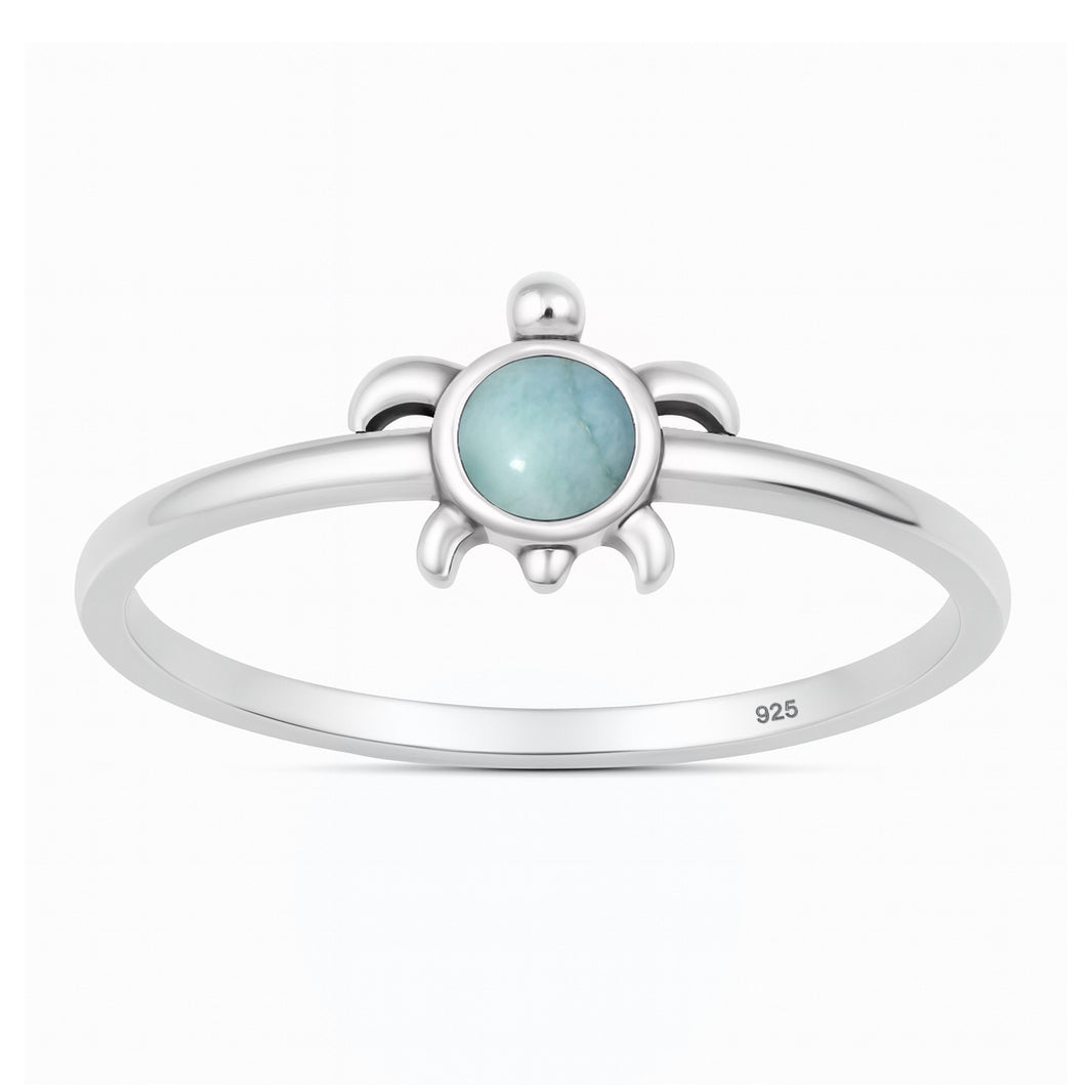 Silver Stone Ring - Turtle