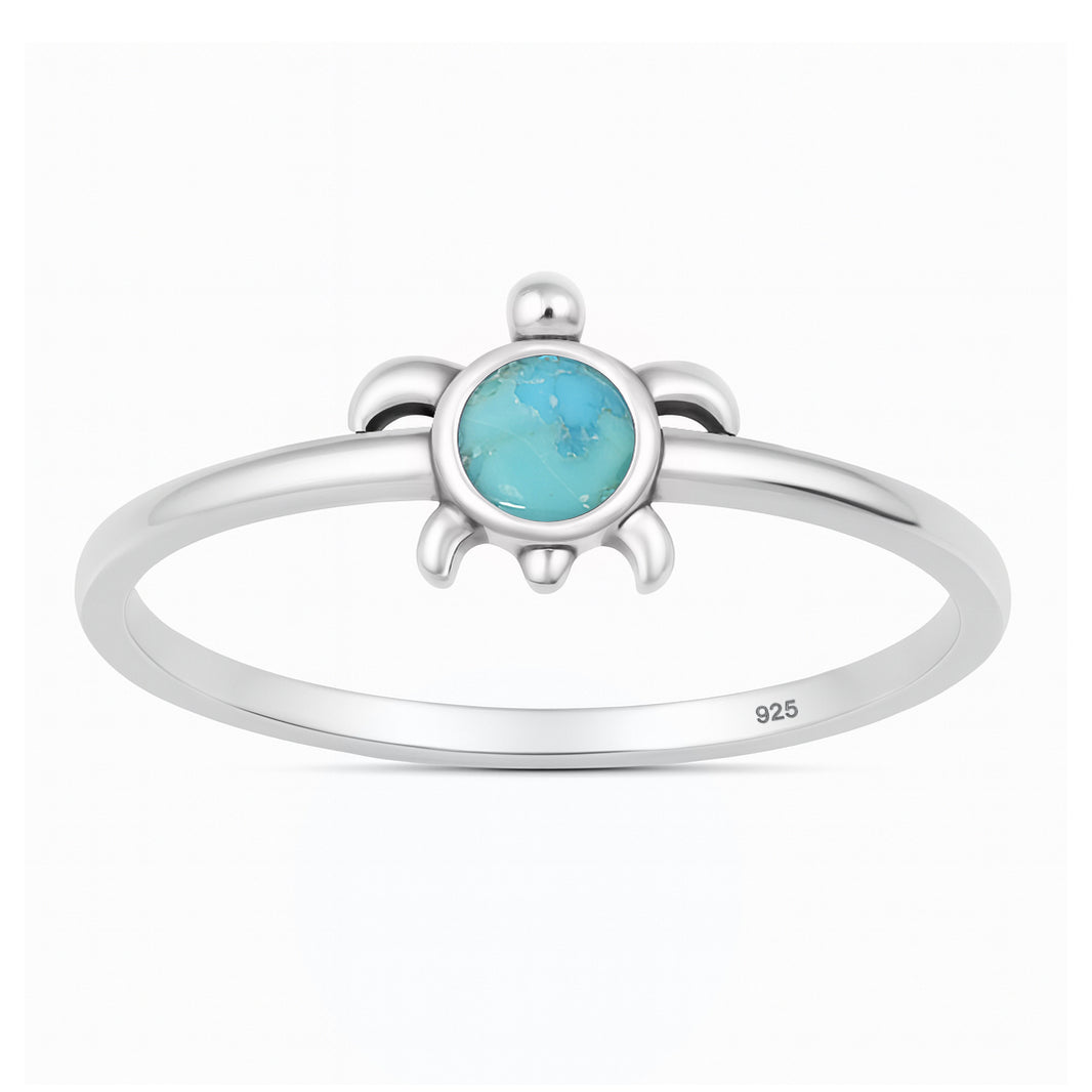 Silver Stone Ring - Turtle