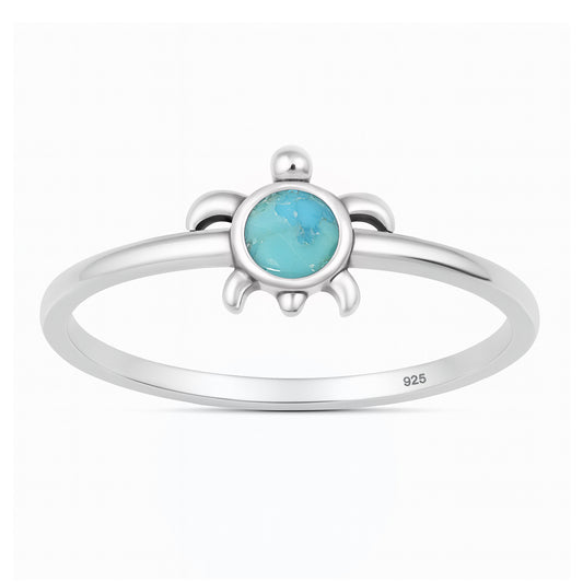 Silver Stone Ring - Turtle