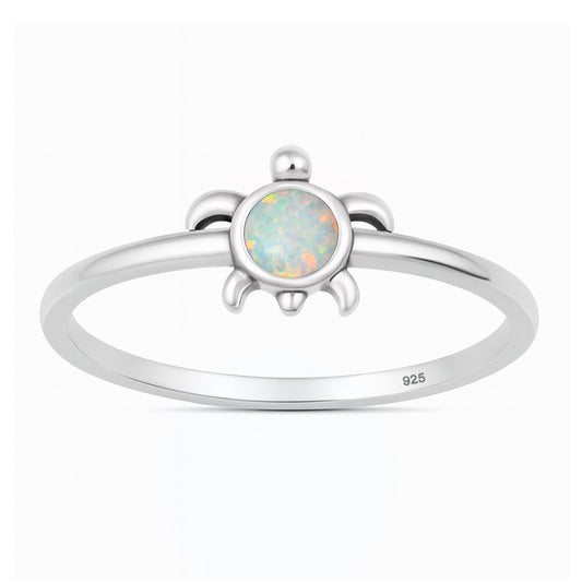Silver Lab Opal Ring - Turtle