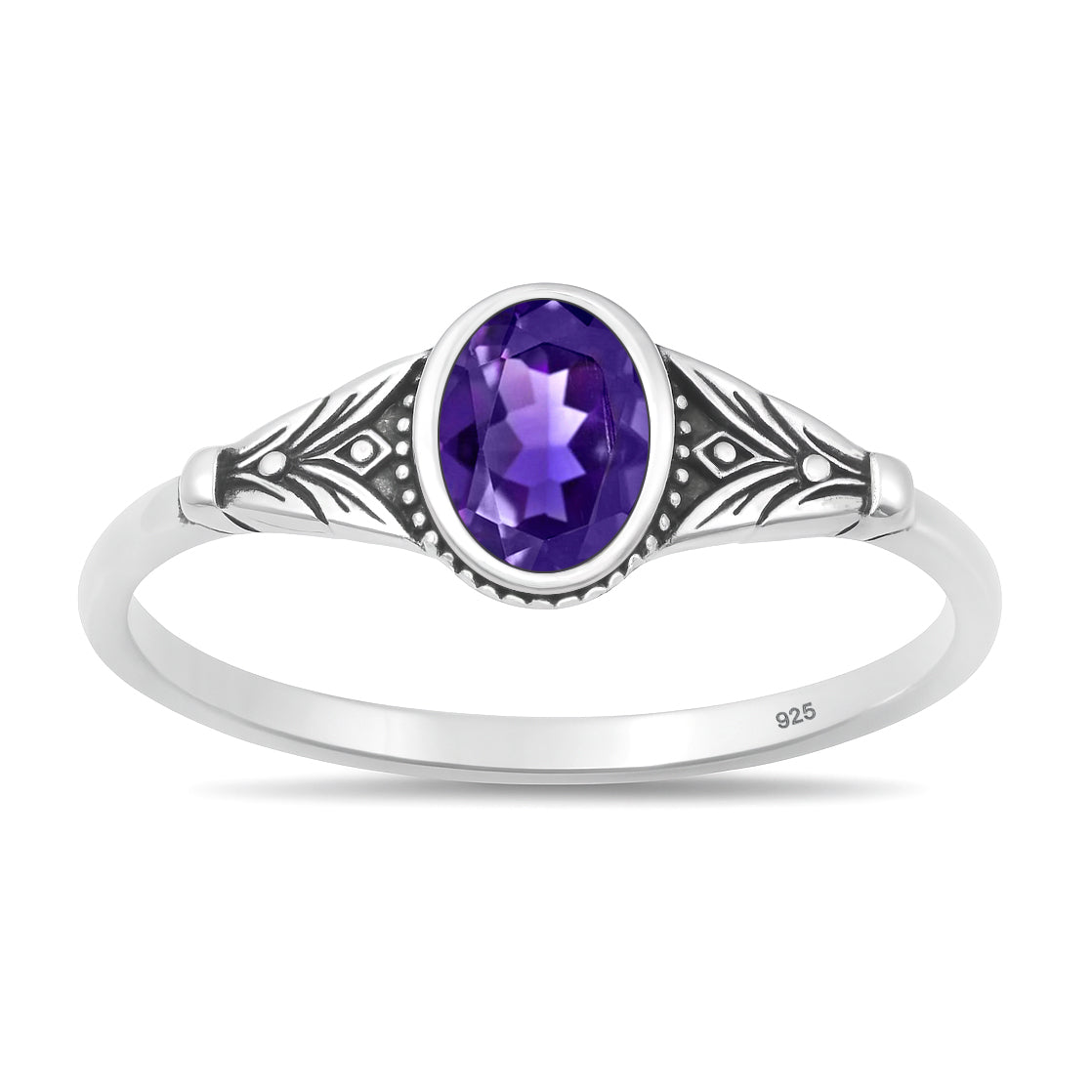 RS131859-AM Sterling Silver Amethyst Oval Ring – 925 Wholesale Jewelry ...