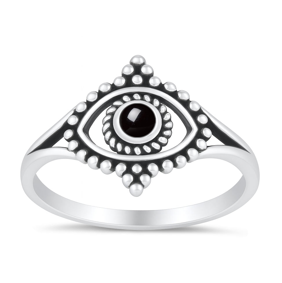 Silver Stone Ring - Evil Eye